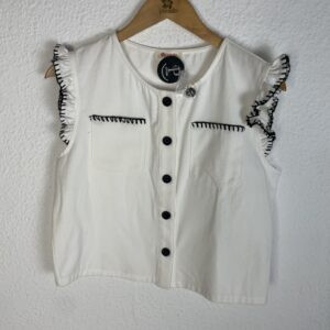 CHALECO BLANCO DETALLE NEGRO