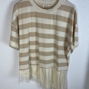 CAMISETA RAYAS BLONDA ASIMÉTRICA