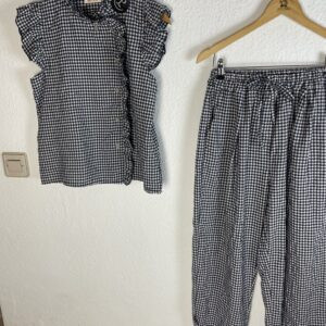 CONJUNTO VICHY PANTALÓN RECOGIDO MARINO