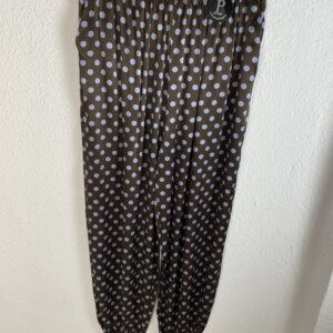 PANTALÓN SATINADO MARRON Y AZUL RECOGIDO