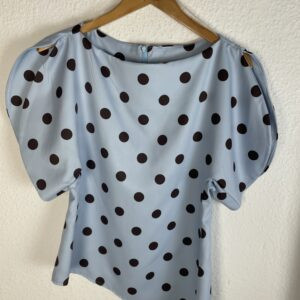 BLUSA SATINADA LUNARE AZUL Y MARRÓN