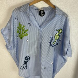 CAMISA RAYAS BORDADA