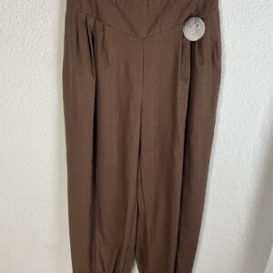 PANTALÓN LINO RECOGIDO MARRON