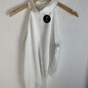 TOP SATINADO ASIMÉTRICO BLONDA BLANCO