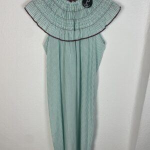 VESTIDO CUELLO NIDO DE ABEJA VERDE Y AZUL