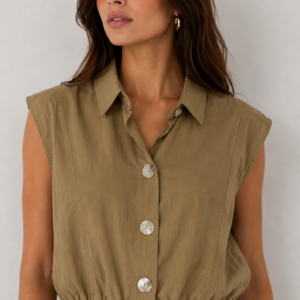 CHALECO BOTONES NÁCAR CAMEL