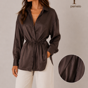 CAMISA SATINADA MARRÓN