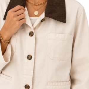 CHAQUETA LONA BEIG CUELLO PANA