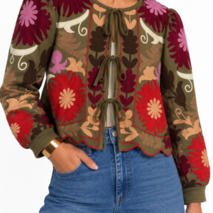 CHAQUETA BORDADA MARRÓN