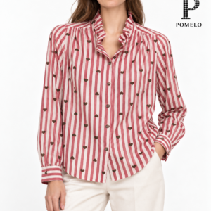 CAMISA RAYAS BURDEOS CON DETALLE CORAZONES MARRONES
