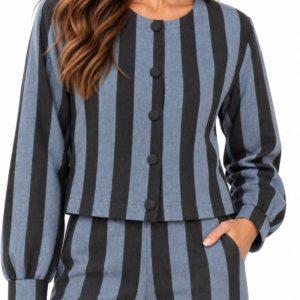 CHAQUETA RAYAS AZUL Y MARTON PUNTO