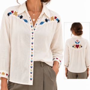 CAMISA BEIG BORDADA