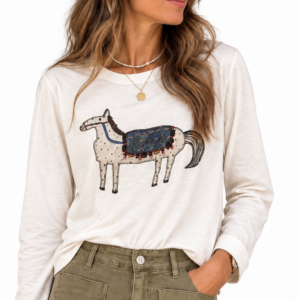 CAMISETA BEIG DETALLE CABALLO