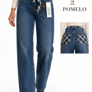 PANTALÓN VAQUERO DETALLES DD CUADRO EN CINTURÓN Y BOLSILLOS