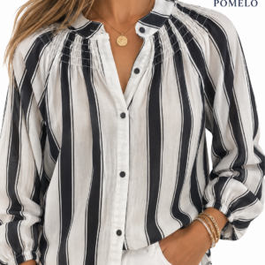 CAMISA RAYAS DETALLE NIDO DE ABEJA CUELLO