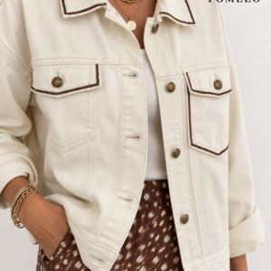 CHAQUETA VAQUERA BEIG CON DETALLES BORDADOS