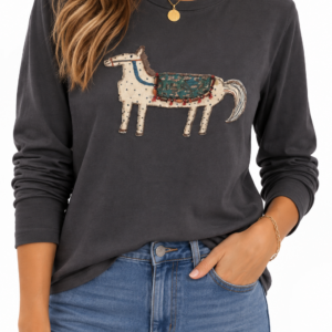CAMISETA GRIS DETALLE CABALLO