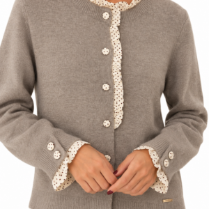 CHAQUETA LANA DETALLE DE VOLANTE DE CORAZONES CAMEL